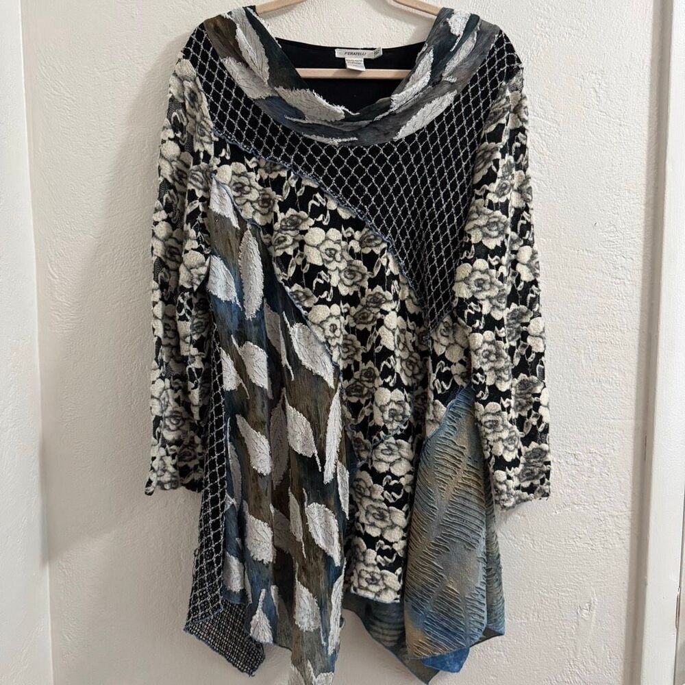 Vintage Black and White Patchwork Tunic
